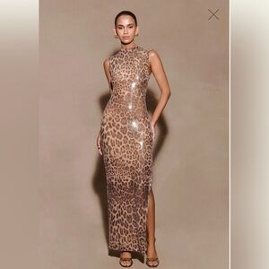 Meshki Leopard Print Midi Dress